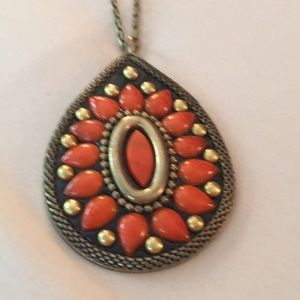 Hippie coral pendant necklace